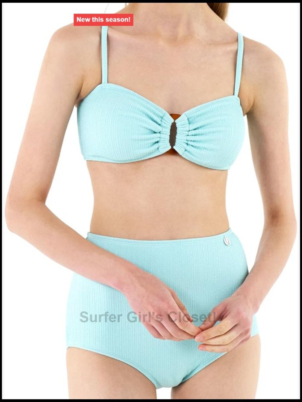 Crinkle Bandeau Bikini Set High Waist Swimwear Two Piece